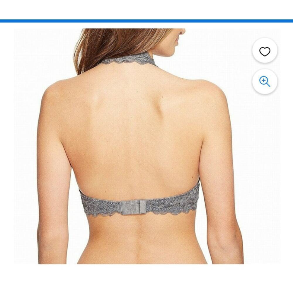 Free People Womens Gray Galloon Lace Halter Bra size medium - Picture 2 of 6